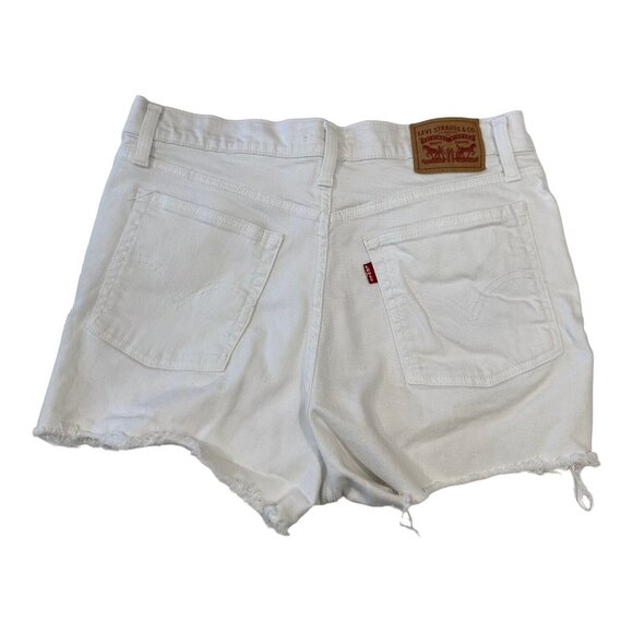 Levi's Original Women High-Rise Jean Shorts SZ 32 Off White Distressed Hems - Picture 16 of 16